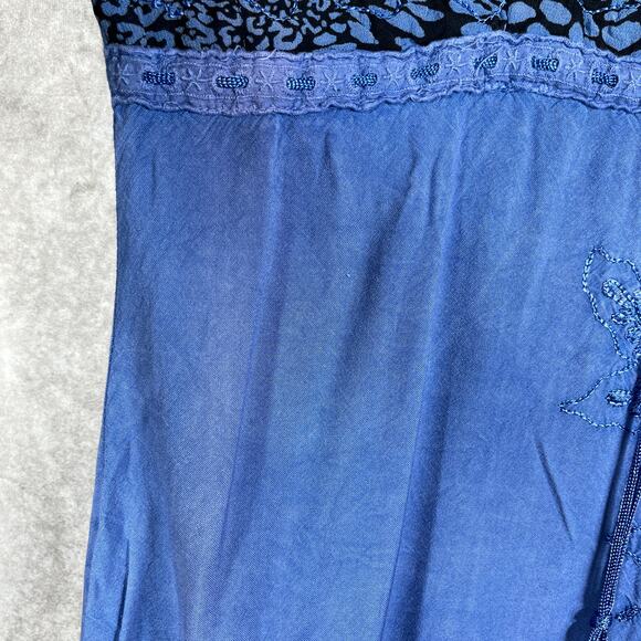 Raya Sun Dress Women Small Blue Floral Sleeveless V-Neck Casual Boho Fairy - Picture 4 of 11